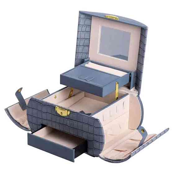 Yiwu Скринька для прикрас з еко шкіри 3 яруси із замком органайзер для ювелірних виробів HP-5-2 Коломыя