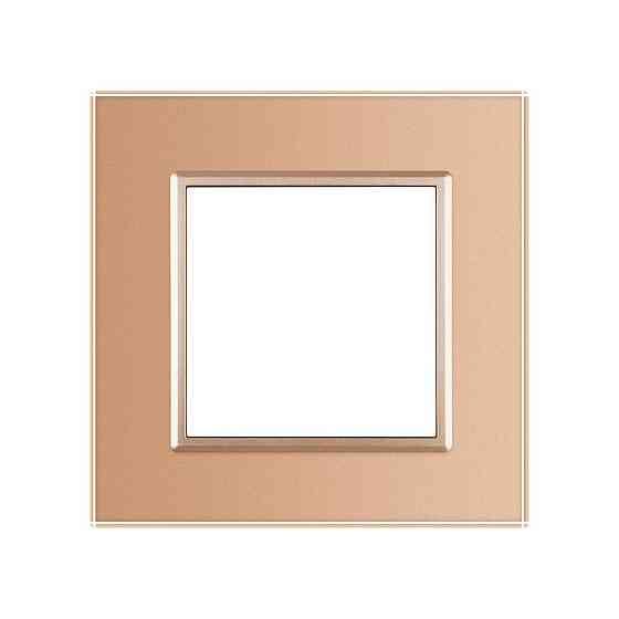 Рамка 1-постова LIVOLO, загартоване скло, золота, 80×80 мм (VL-P7E-2A) Коломия
