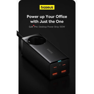Зарядное устройство Baseus AC + 2xUSB-C 100W + 2xUSB + cable USB-C to USB-C 100W 1.0m black (PSZM000401) Винница - изображение 2