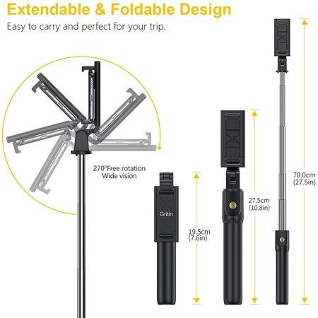 Монопод-штатив для селфі Gritin Selfie Stick 4в1 Bluetooth з пультом ДУ Універсальний розсувний тримач Чорний Київ - фото 6