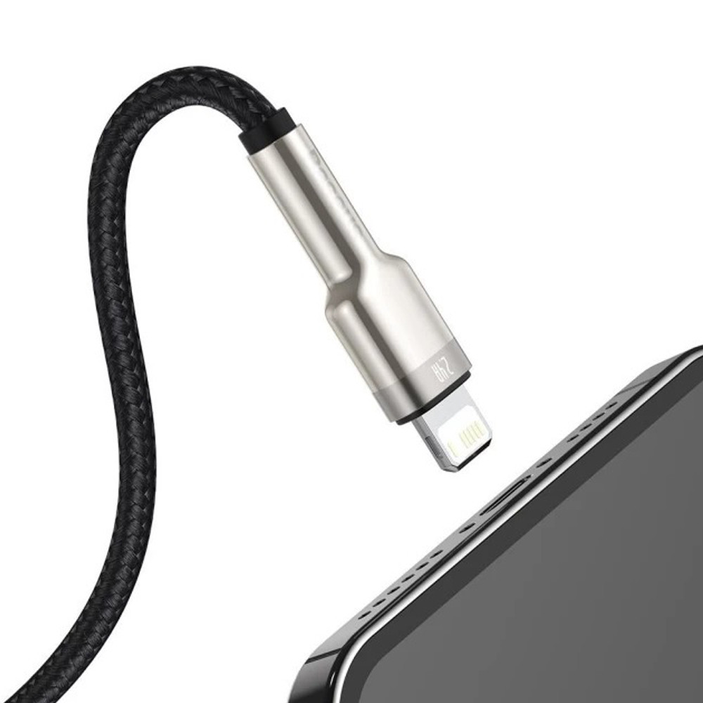 Кабель Baseus Cafule Series Metal Data Cable USB to IP 2.4A 0.25m Black Одеса - фото 5