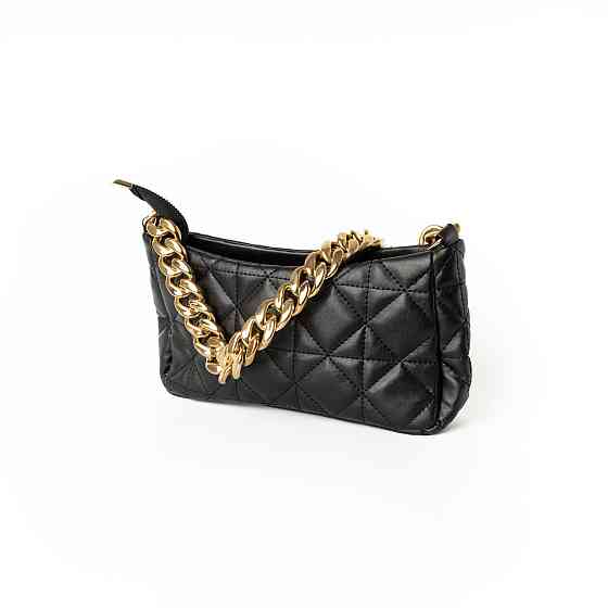Сумка женская модная стильная с золотой цепочкой и стеганым рисунком, сумка клатч, Черный Каменец-Подольский
