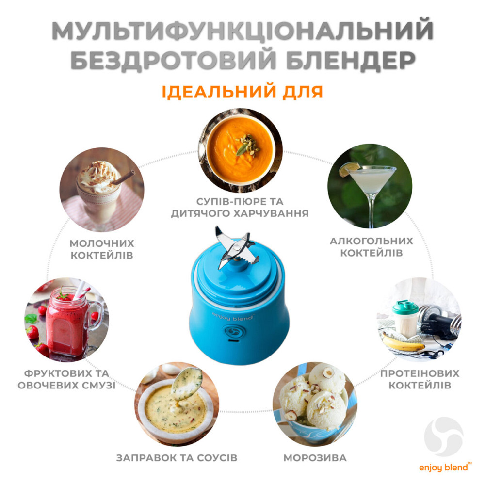 Портативний блендер Enjoy Blend голубий Львів - фото 4