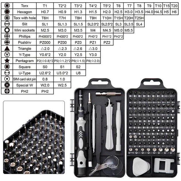 Набор мини прецизионных отверток 115 в 1 для ремонта электроники UY-35 Львов - изображение 15