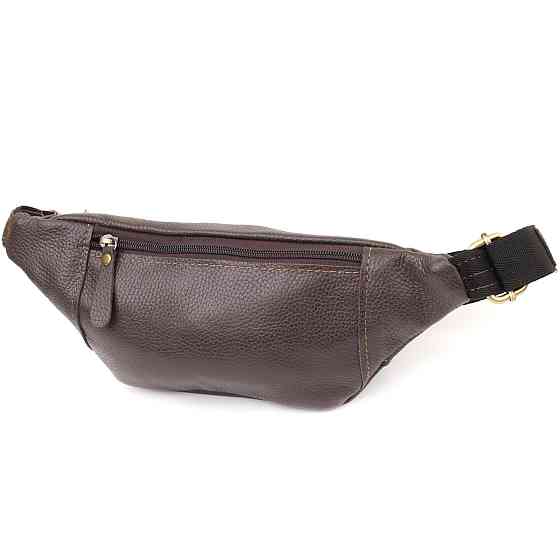 Модная сумка-бананка для мужчин из натуральной зернистой кожи Shvigel 23128 Коричневый Киев