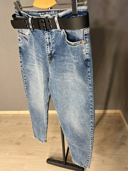 Джинсы женские SESSANTA 16484 MOM jeans высокая посадка увеличенные размеры стрейчевые с ремнем синие, синий, З4, 34, 89 см, 121 см Киев - изображение 3