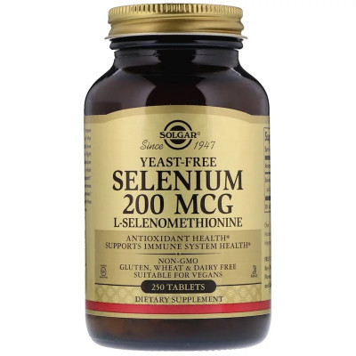 Минералы Solgar Селен, ( Селенометионин), Selenium, Yeast-Free, 200 мкг, 25 (SOL-02558) Винница - изображение 1