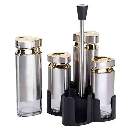 Yiwu Набір для спецій на підставці 4 ємності 10х10х17 см ємності для приправ HP-1325 Киев