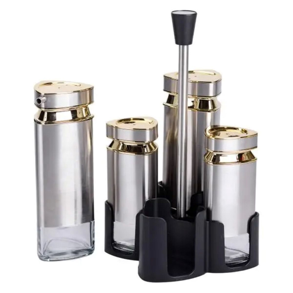 Yiwu Набір для спецій на підставці 4 ємності 10х10х17 см ємності для приправ HP-1325 Київ - фото 3