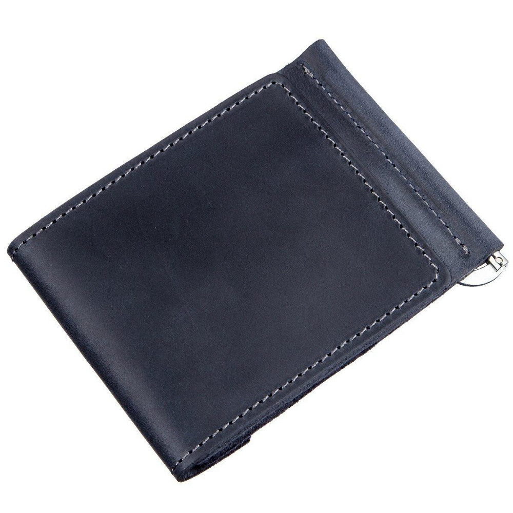 Качественный зажим из натуральной кожи Синий (GRANDE PELLE) Киев - изображение 6