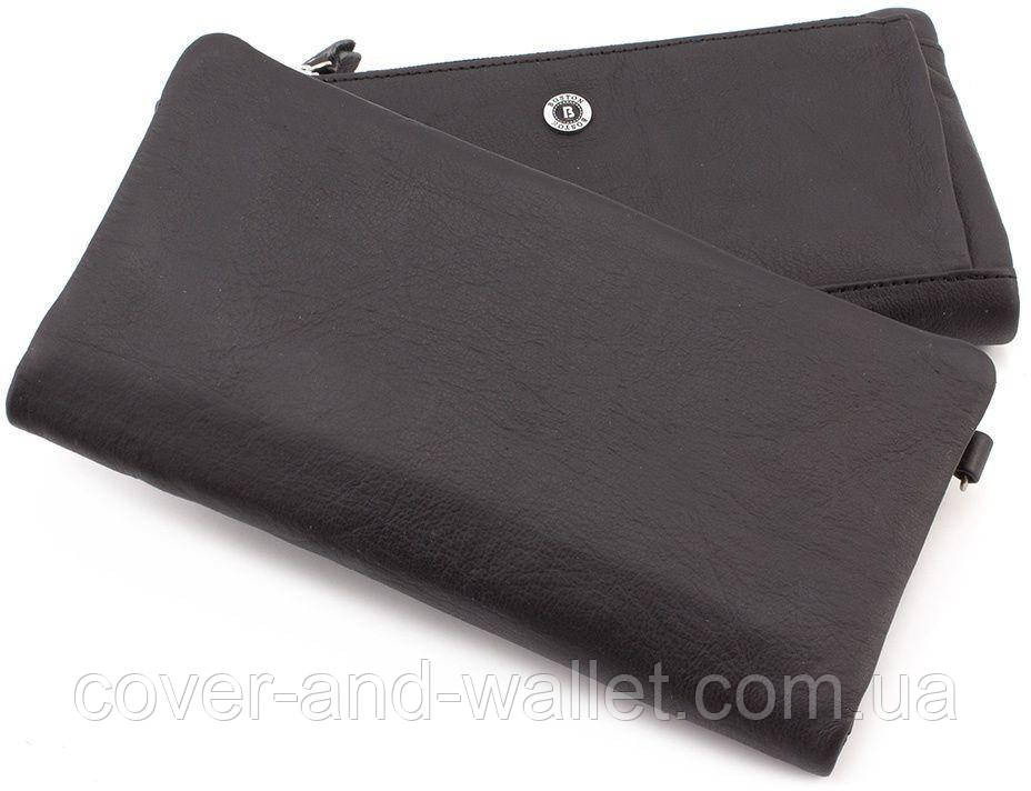 Універсальний шкіряний гаманець купюрник чорного кольору унісекс Boston Київ - фото 7