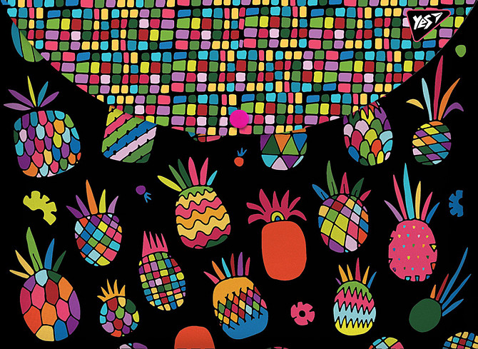 Папка-конверт на кнопці А4 "Yes" Black pineapple пластик, 491660, шт Київ - фото 1