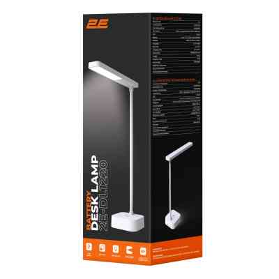 Настольная лампа 2E 5Вт 5000K 1200мАг USB-A без БЖ білий (2E-DL1220) Винница