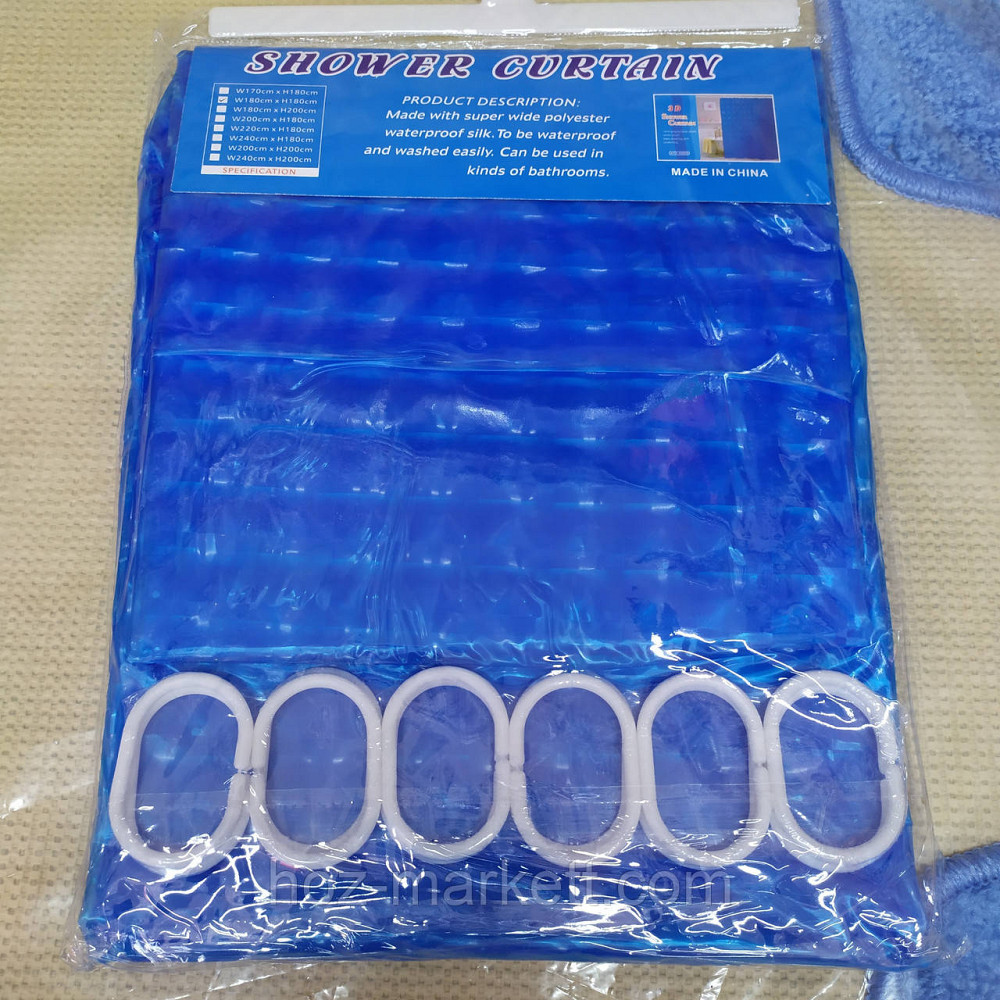 Штора в ванную силиконовая с 3 D эффектом шторка для ванной синяя 180 х 180 см Харьков - изображение 4