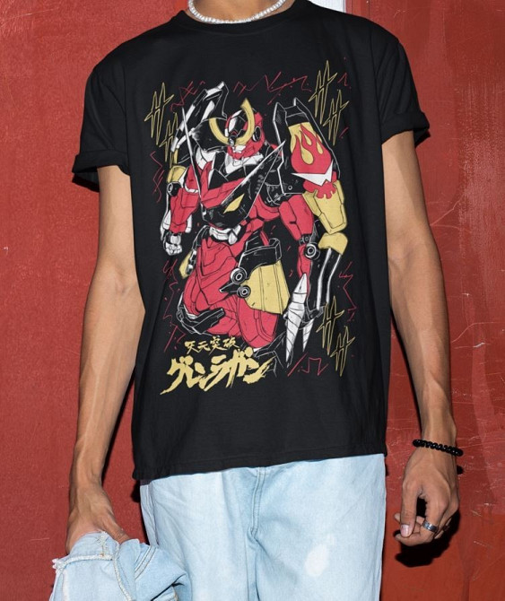 Футболка для хлопчика з аніме принтом Тенген Топпа Гуррен Лаганн оверсайз (зріст від 165 до 180) Чорний AnimeJ0953m Дніпро - фото 5