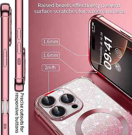 Чехол Phoona для iPhone 16 Pro с ремешком MagSafe блестящий защитный TPU противоударный розовый Киев