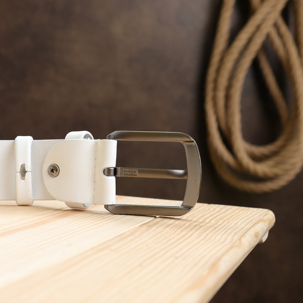 Ремінь шкіряний унісекс Vintage 20729 Білий Київ - фото 9