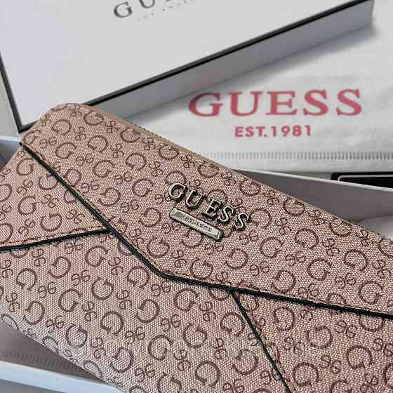 Женский кошелек на молнии Guess (7595) бежевый Киев
