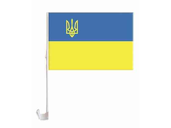 Флаг на боковое стекло авто УКРАИНА ТРИЗУБ 30см*45см ТМ УКРАИНА Киев