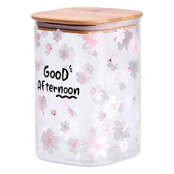 Yiwu Банка для сипучих продуктів з бамбуковою кришкою 1.2 л ємність для сипучих скло HP-34-23 Киев