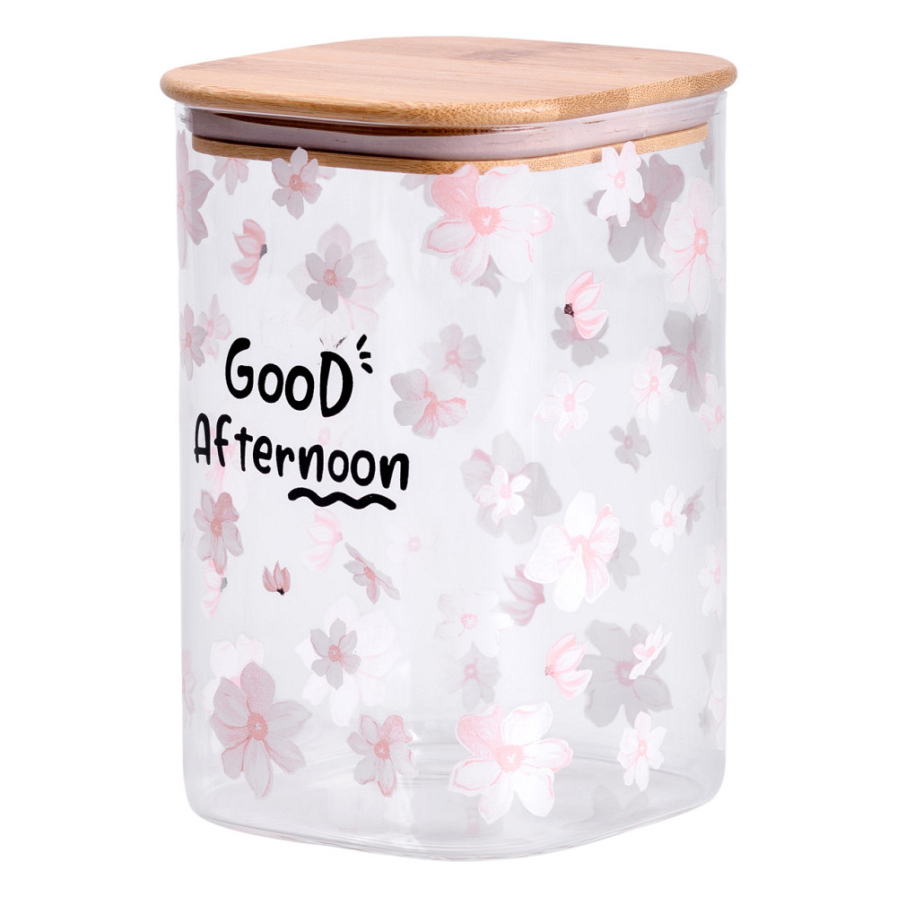 Yiwu Банка для сипучих продуктів з бамбуковою кришкою 1.2 л ємність для сипучих скло HP-34-23 Киев - изображение 3