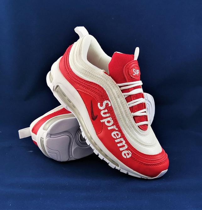 Кросівки Nike 97 Червоні SUPREME Чоловічі з Амортизацією Білі Найк (розміри: 41,42,45) Відео Огляд Дніпро - фото 8
