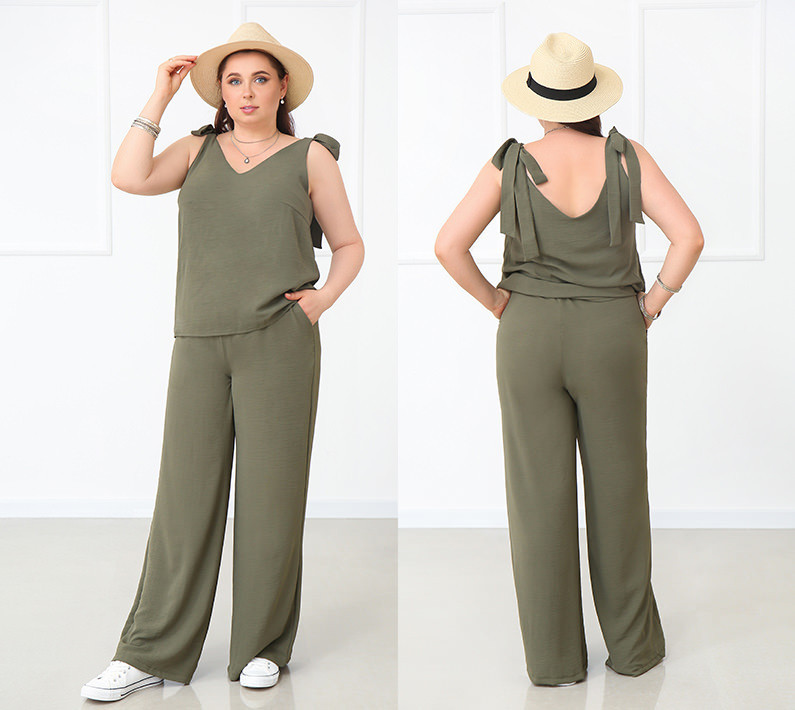 Летний женский костюм с широкими брюками Ясмин батал Киев - изображение 7