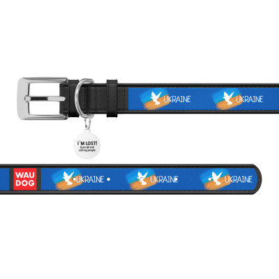 Ошейник для животных WAUDOG Design с QR паспортом "Флаг" Ш 12 мм Д 20-28 см чёрный (3602-0229-01) Винница - изображение 3