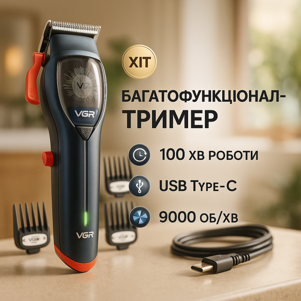 Чоловічий тример для окантовки VGR V-647, Машинка для стрижки акумуляторна Машинка стрижки від акб FX-51 Львів - фото 20