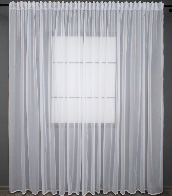 Тюль з тасьмою на трубу VR-Textil н101 Шифон однотонний Білий 500х250 см (44-005) Київ - фото 2