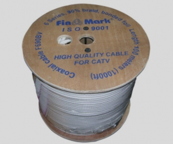 TV кабель FinMark F690BVcu, белый, медный, 305 м Винница