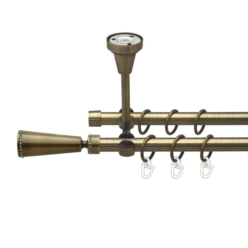 Карниз Orvit Меркурія металевий дворядний відкритий до стелі гладка труба кільце металеве Антик 16\16 мм 200 Львов - изображение 1