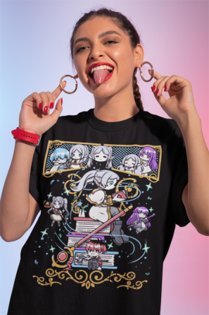 Футболка для хлопчика з аніме принтом Фріерен Кхібі Бейонд Джоурней оверсайз (зріст від 165 до 180) Чорний AnimeJ0270m Дніпро