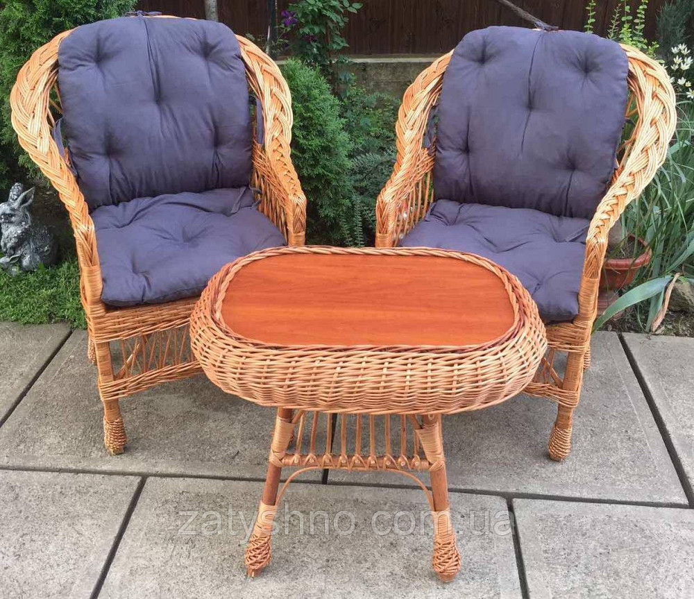 Мебель плетеная из лозы с 2 креслами |  Мебель из лозы с журнальным столом |мебель плетеная Киев - изображение 3