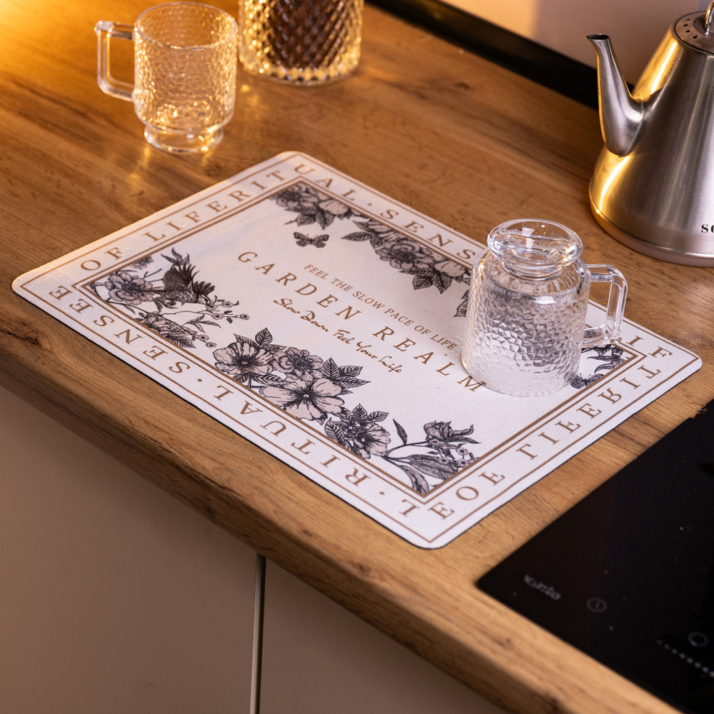 Jiamat Діатомітовий килимок на кухню для сушіння посуду Garden Realm 30×40 (см) HP-42-23 Коломия - фото 4