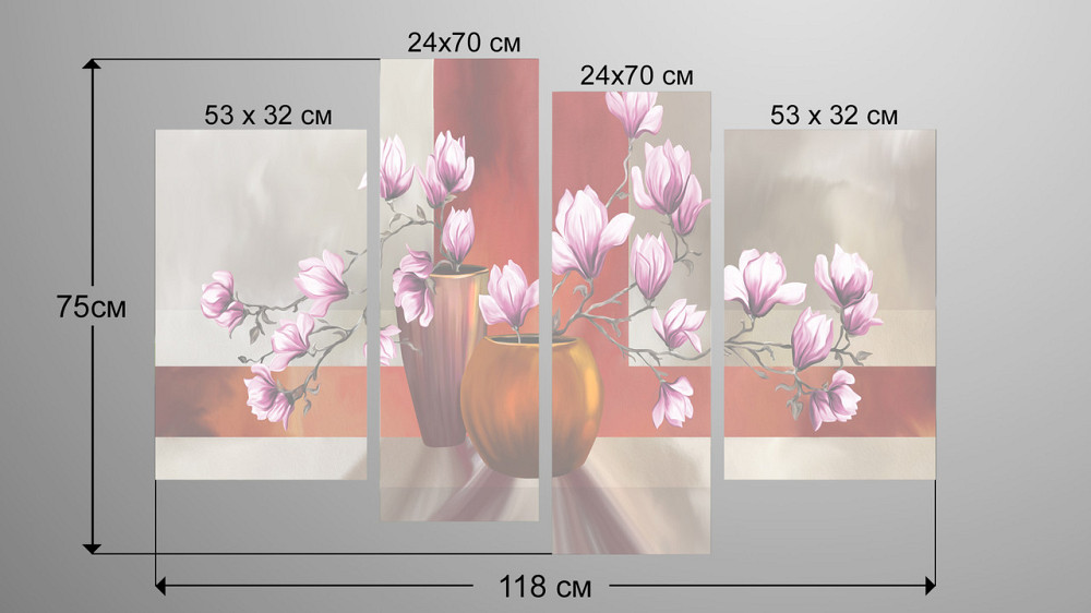 Модульная картина Абстракция Магнолия Art-90_4 Киев - изображение 3