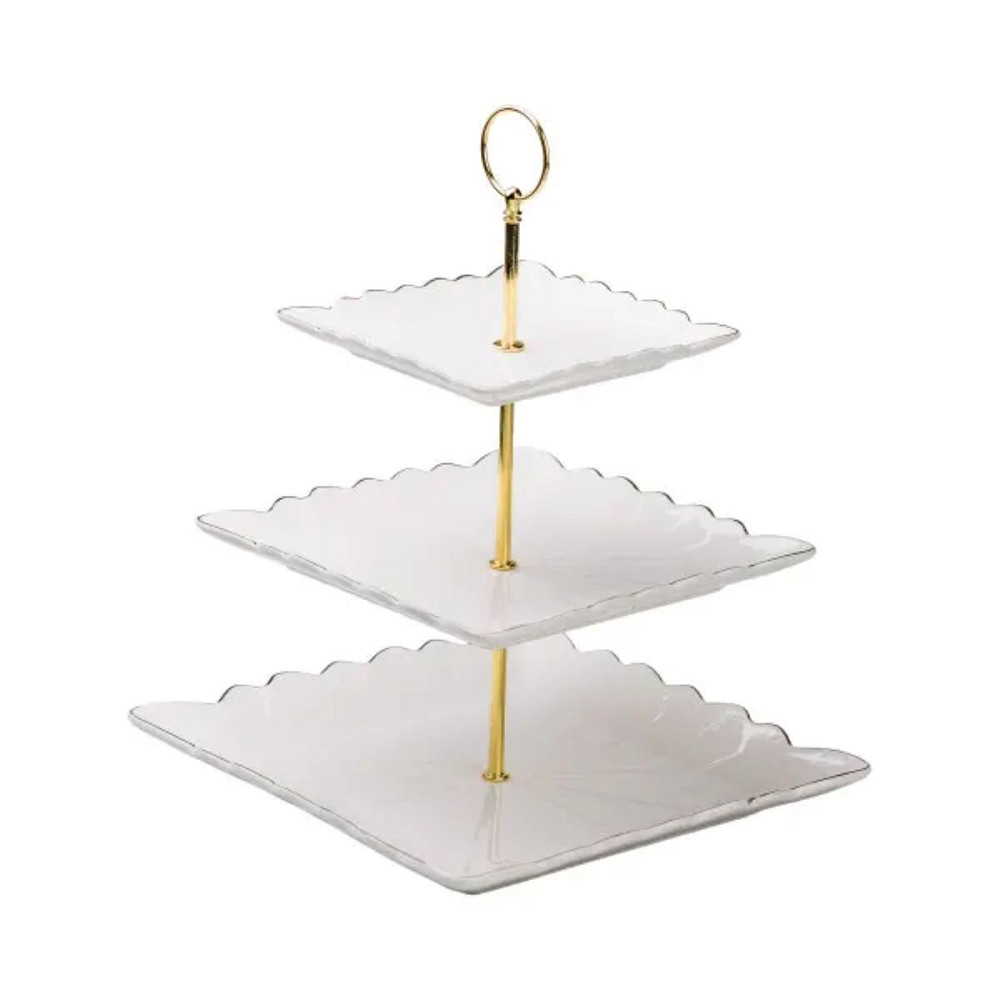 Yiwu Етажерка для фруктів і десертів 3- ярусна квадратна, біла HP-7-730 Київ - фото 6