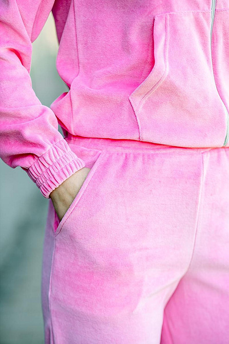 Спортивный костюм женский прогулочный велюровый, женский комплект розовый Крохатушка одяг 44/46, Молния, 80% бавовна + 20% поліестер, пеньє, Воздухопр Киев - изображение 4