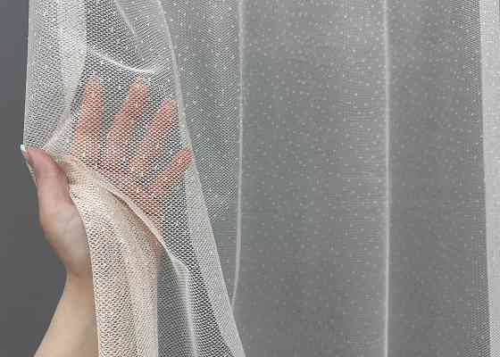 Тюль жаккард цвет белый с пудровым 1673т Киев