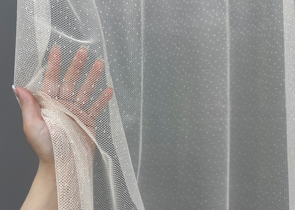 Тюль жакард колір білий з пудровим 1673т Київ - фото 2