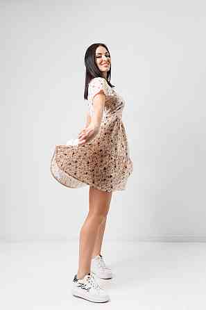 Летнее платье мини Flower 42-44, Бежевый Киев