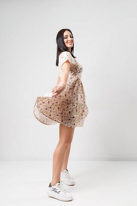 Летнее платье мини Flower 42-44, Бежевый Киев - изображение 2
