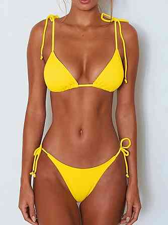 Раздельный купальник шторками на завязках женский S желтый Киев