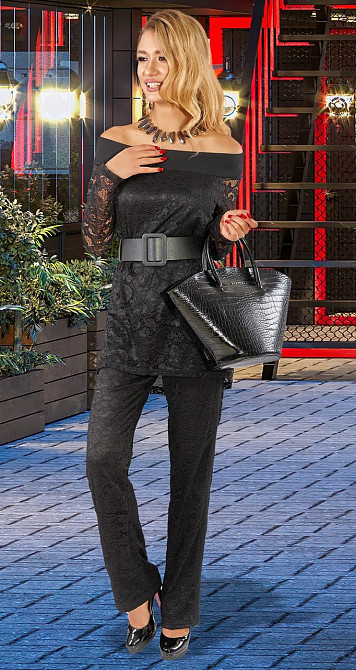 Гіпюровий чорний костюм (44) Київ - фото 4