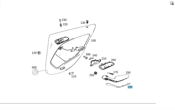 Mercedes-Benz  A1767301122 2A17 Декоративна хром накладка на ручці задньої лівої дверної карти CLA Shooting Brake X117 CLA C117 GLA X156 Одеса