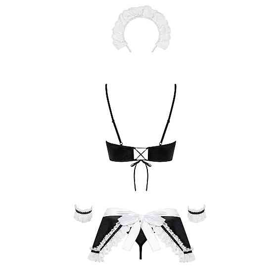 Атласний еротичний костюм покоївки Obsessive Maid set S/M, black, 5 предметів Sex Aura Київ