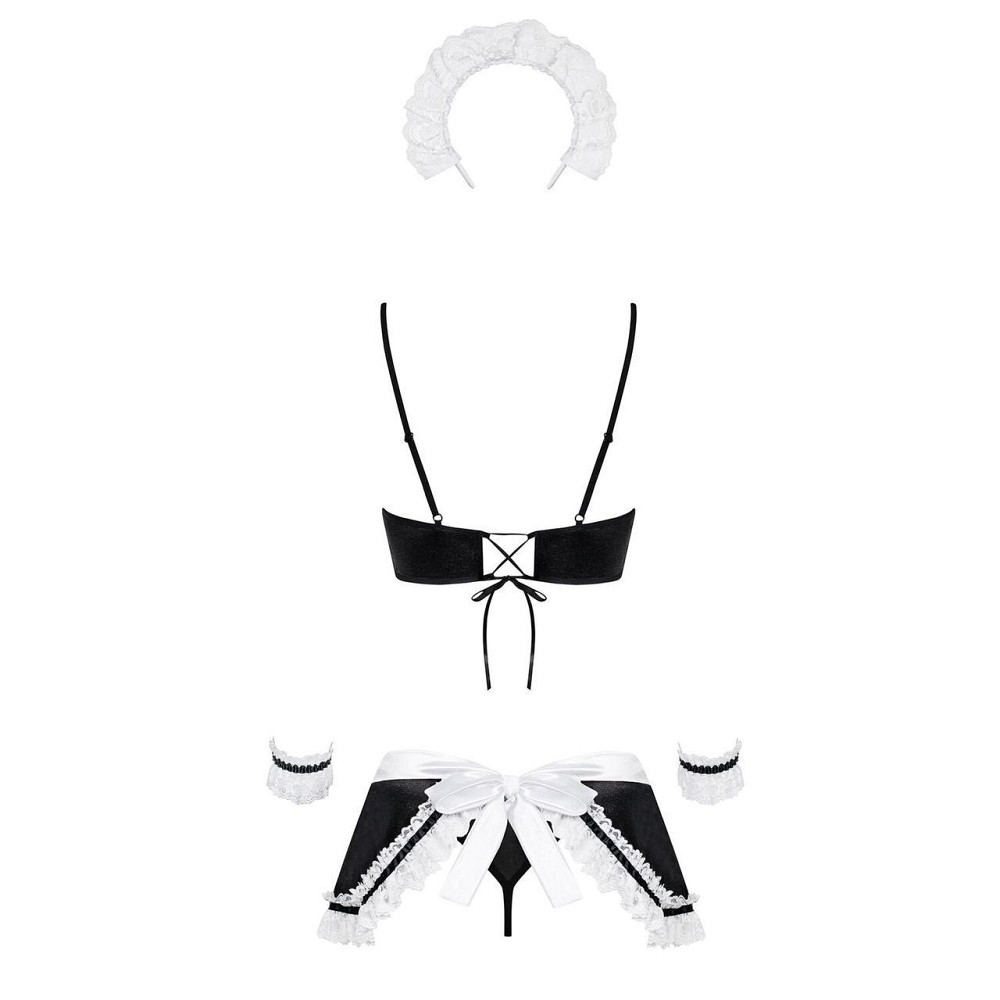 Атласний еротичний костюм покоївки Obsessive Maid set S/M, black, 5 предметів Sex Aura Київ - фото 6