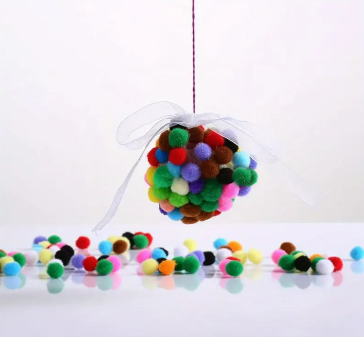 Набор разноцветных помпонов 0.8 см для творчества и рукоделия, упаковка 100 штук. Киев - изображение 3