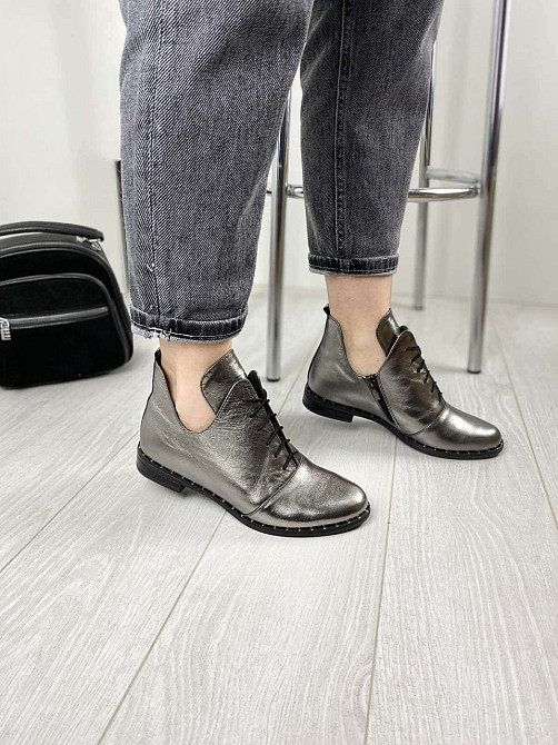 Жіночі черевики срібні з натуральної шкіри демісезонні весна-осінь р. 36, 39 (БТ/02 1234) / Чер Коломия - фото 5