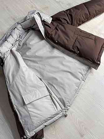 Куртка женская Fashions 87257 двухсторонняя пуффер с капюшоном коричневая с бежевым, коричневый с бежевым, M Киев